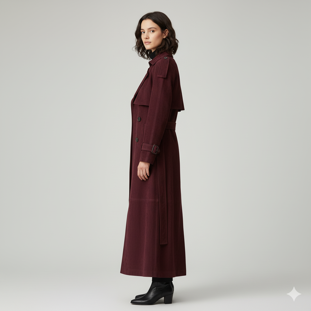 Clémence Suede Coat - Bordeaux