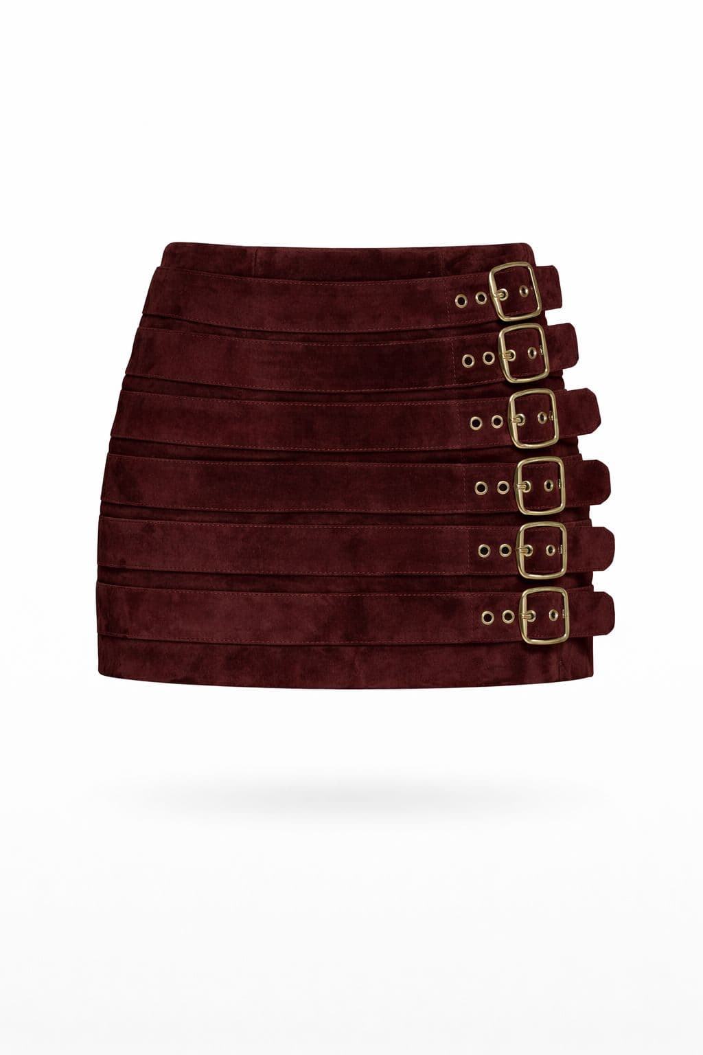 Manon Bordeaux suede skirt - 100% genuine leather luxury skirt front view