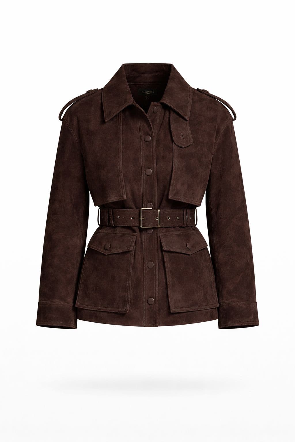 Brown suede jacket (Brun) - 100% genuine leather luxury jacket front view