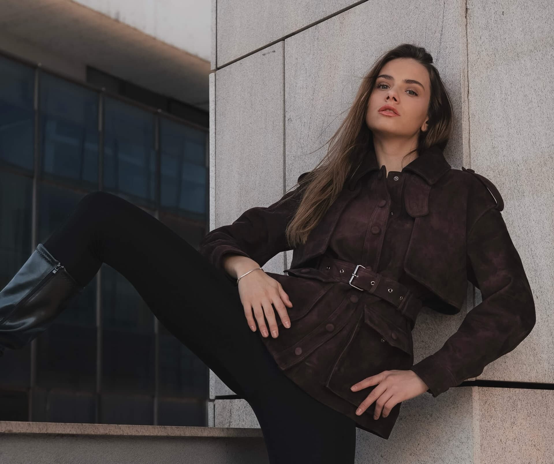 Lustré suede editorial - timeless outerwear through the lens of craftsmanship and everyday elegance