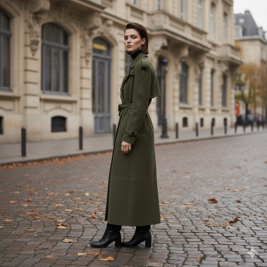 Clémence Suede Coat - Olive