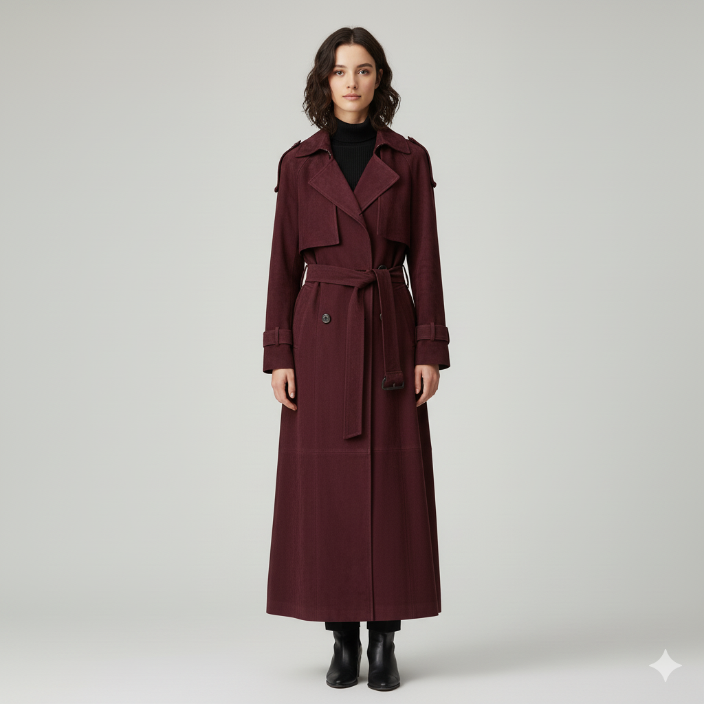 Clémence Suede Coat - Bordeaux