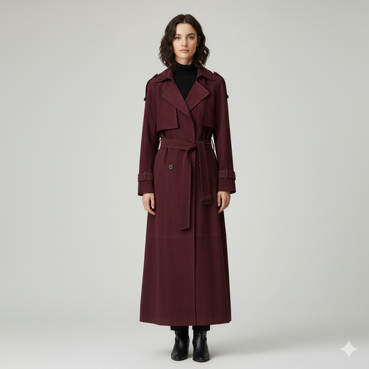 Clémence Suede Coat - Bordeaux