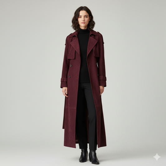Clémence Suede Coat - Bordeaux